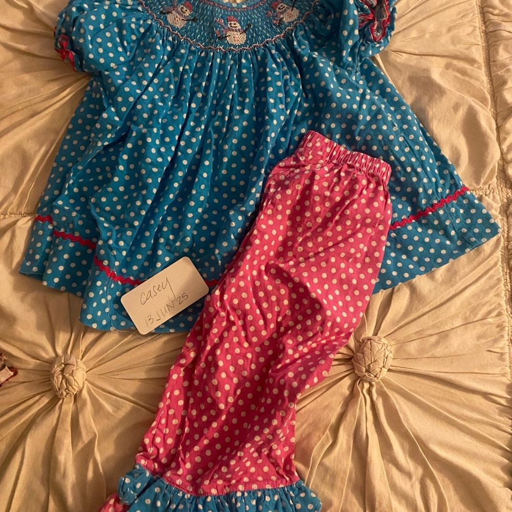 Charming Blue and Pink Polka Dot Pajama Set